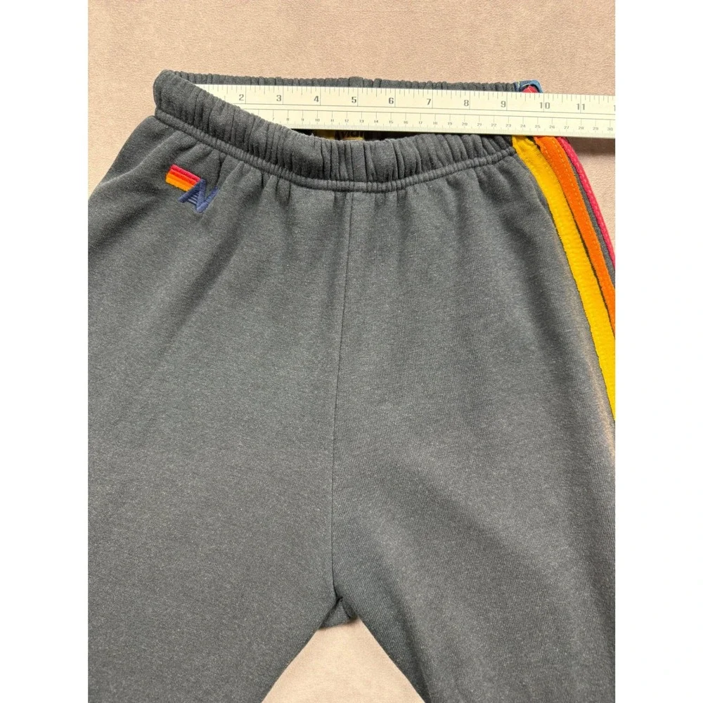 Aviator Nation Sweatpants Women XS Gray Rainbow Stripe Joggers USA Retro Sporty - Picture 6 of 12
